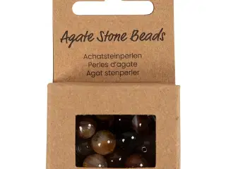 Agat stenperler, str. 1x10, 12x8, 15x6 mm, hulstr. 0,9-1 mm, mørk brun, 28stk./ 1 pk.