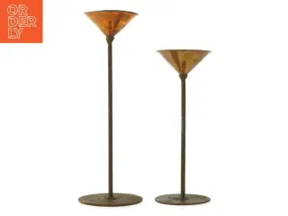 Vintage lysestager i kobber og metal (str. 26 cm. 20 cm)