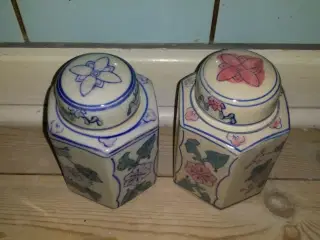 Dekorative krukker med låg (2 stk)