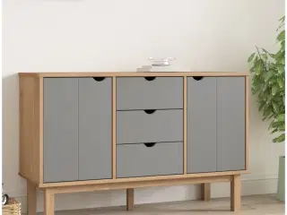 Skænk 113,5x43x73 cm massivt fyrretræ brun og grå