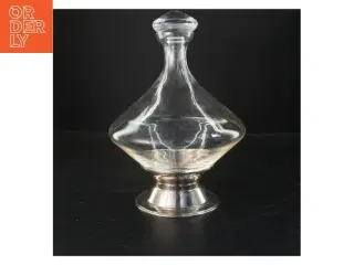 Krystalglas vin karaffel med sølv fod(str. 27 cm)