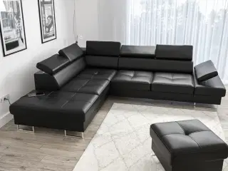 GALAKSE ÆGTE LÆDER HJØRNESOFA 225X280