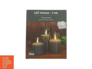 LED vokslys 3 styk (str. HØ: 10 x 12,5 og 15 x7,5)