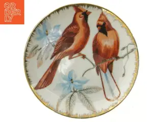 Porcelænsvægplatte med fuglemotiv (str. 16 cm)