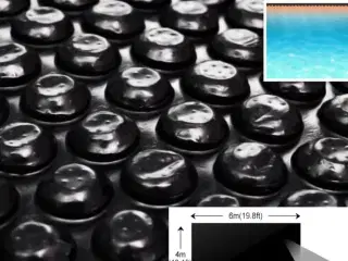 Flydende soldrevet PE-poolovertræk rektangulært 6x4 m sort
