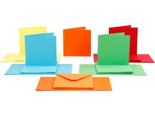 Elegant kort og kuverter 15x15 cm - 50 sæt assorteret