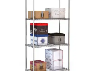 Stålreol – 4 hylder – 900x45x180 cm 