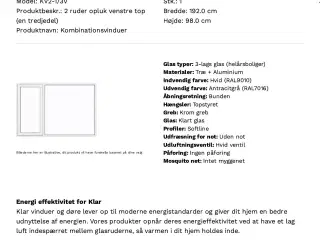 BILLIGE! Nye vindue 2 stk. Træ/Alu med 3 lags glas