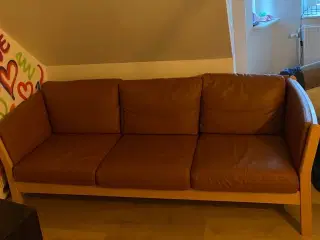 Lædersofa 3 personers i cognac læder