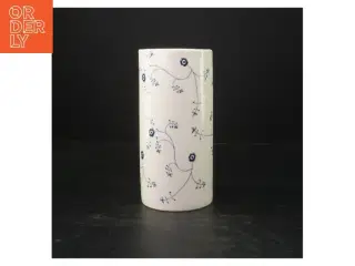 Vase med blå mønstre fra Ronald A/S (str. Ø. 9 cm. længde. 19 cm)