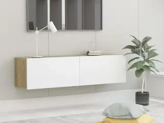 Tv-bord 120x30x30 cm konstrueret træ hvid og sonoma eg