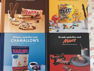 4 små bøger: Twix, m&m's, chamallows, mars