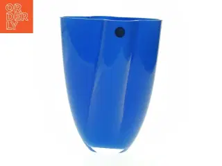 Blå glasvase fra Royal Copenhagen (str. H. 23 cm)