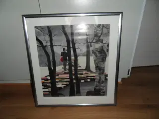 Plakat af René Holm. Indisposed. Gående mand i sko