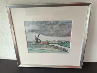 Litografi Lars Swane - Leyden, Holland