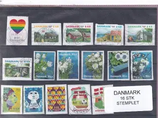 Danmark - 16 Stk nye enkeltmærker - Stemplet