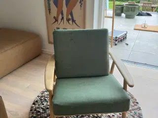 3 stole”cigaren”.ukendt designer (1 blå og 2 grøn.