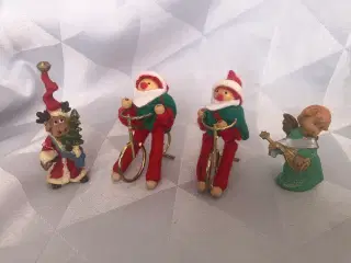 4 jule figurer - engel, elg og julemænd på cykel