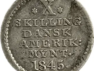 10 skilling 1845 Dansk Vestindien