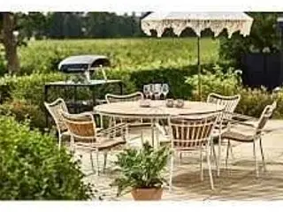 Kerteminde teak - nonwood havebord Ø150 cm, hvidt stel