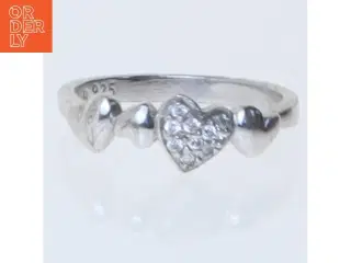Sølvring med hjerter (str. 51 mm)