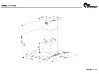 Emhætte rustfri stål frithængende 