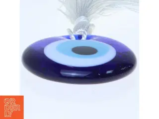 Blåt øje amulet med kvast (str. Ø 4,5 cm)