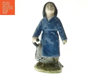 Porcelænsfigur med frakke og paraply fra Royal Copenhagen (str. 18,5 cm)
