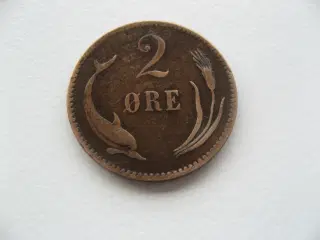  Flot delfin 2 øre 1887, en af de svære