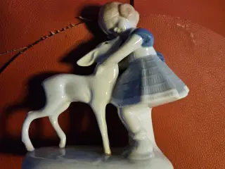 Porcelænsfigurer med pige og dådyr