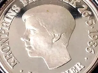 SMUK SØLV 10 KRONE 1986 FREDERIKS 18 ÅR i PROOF Kv