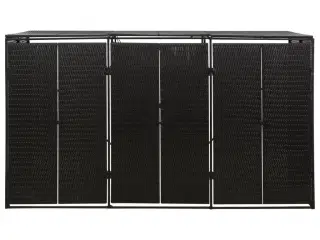 Tredobbelt skraldespandsskjuler 207x80x117 cm polyrattan sort