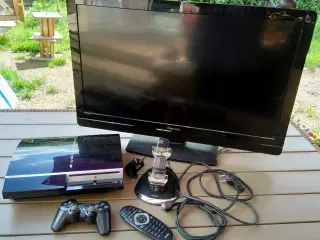 Playstation 3 med 32" tv + Tilbehør