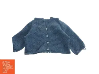 Blå strik cardigan til barn i ren uld (str. Bryst, 30 cm. længde 25. cm)