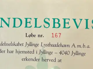 Andelsbevis til Bådplads Jyllinge Lystbådehavn