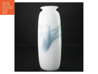 Holmegård Atlantisvase med blå mønster (str. Ø 8 cm længde 27 cm)