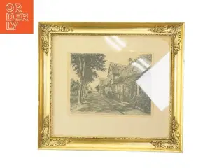 Smuk indrammet tegning (str. 36x40 cm)