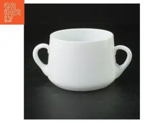 Hvid porcelænssuppe kop (str. Ø. 9,5 cm. h. 6,5 cm)