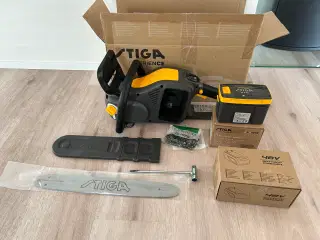 Helt ny motorsav incl. 2 batterier og lader.