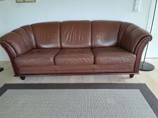 Læder sofa + 2 stole 