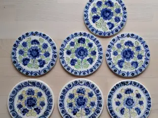 7 gamle håndmalede Polske Platter