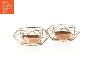 Geometriske lysestager i kobber (str. 8 x 4 cm)