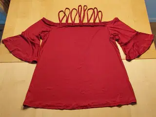 Bordeaux farvet festbluse m. pynte stropper sælges