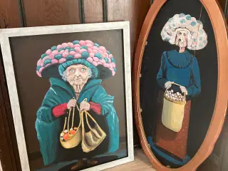 2 malerier af sankekvinder fra Bornholm