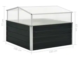 Drivhus 100 x 100 x 77 cm galvaniseret stål antracitgrå