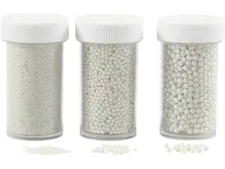 Mini Glaskugler, str. 0,6-0,8+1,5-2+3 mm, perlemor, 3x45g/ 1 pk.