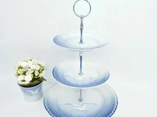 Mågestel 3 etagers opsats uden guldkant Porcelæn