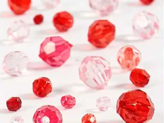 Facetperler, str. 4-12 mm, hulstr. 1-2,5 mm, rød harmoni, 45g/ 1 pk.