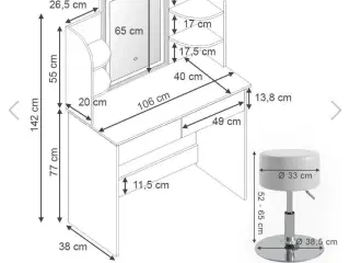 Makeupbord med spejl