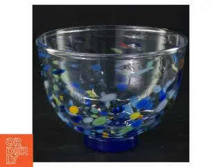 Farvet glas skål (str. 9 x ø 12,5 cm)